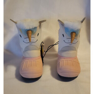 Cat & Jack Light Pink & White Frankie Unicorn Toddlers Winter Boots 5 Waterproof